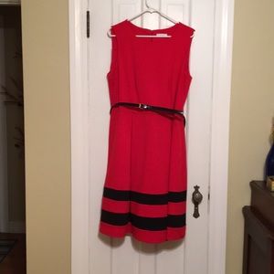 Red and black sleeveless dress
